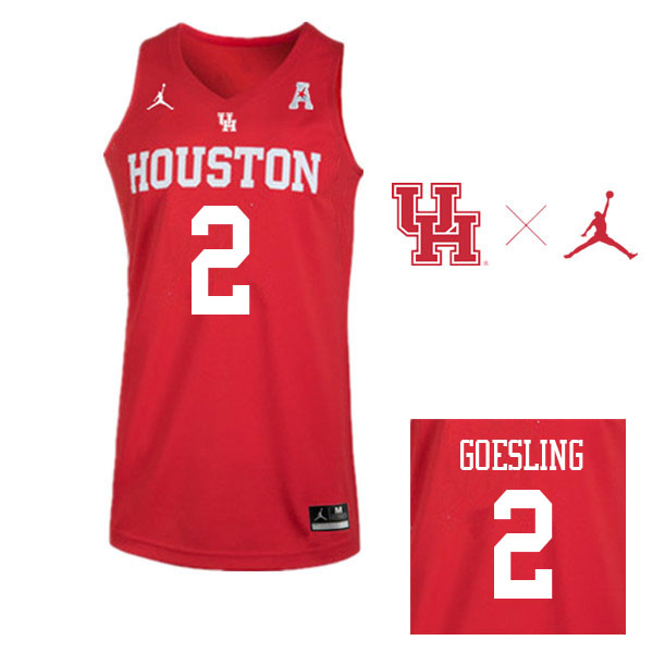 Jordan Brand Men #2 Landon Goesling Houston Cougars College Basketball Jerseys Sale-Red